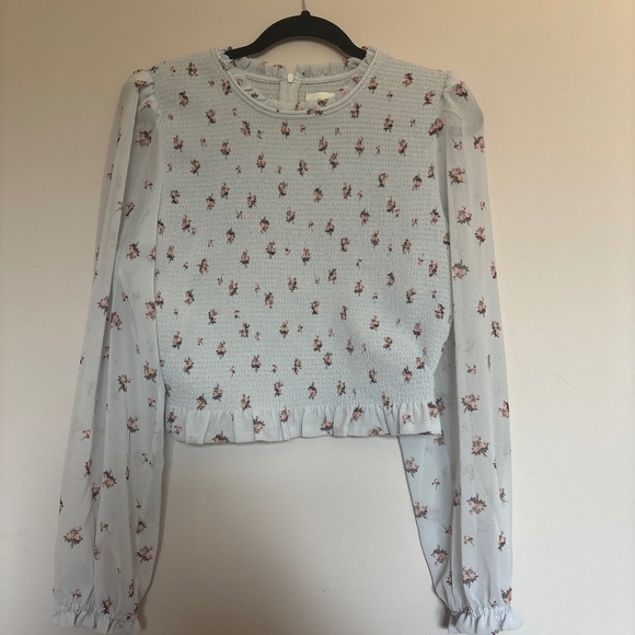 Wilfred tempest blouse size L baby blue and flower patten - Picture 1 of 6